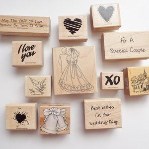 Bundle of 12 Wedding Love Themed Crafting Stamps